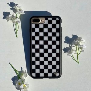 Wildflower Black & White Check iPhone 7 Plus Case